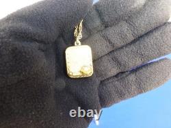 Vintage Swiss Reuge Miniature music box pendant Gold Gilt / Sterling Silver Case