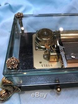 Vintage Swiss Reuge Music Box, Crystal Clear Glass. 1/50