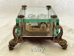 Vintage Swiss Reuge Music Box Dolphin Legs Glass Switzerland Menuet Paderewsky