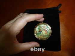 Vintage Swiss Reuge Music Box Pendant Necklace Plays Good Morning Song