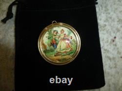Vintage Swiss Reuge Music Box Pendant Necklace Plays Good Morning Song