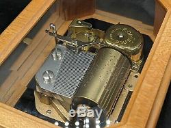 Vintage Swiss Reuge Romance Mechanical Glass Music Box WIND BENEATH MY WINGS