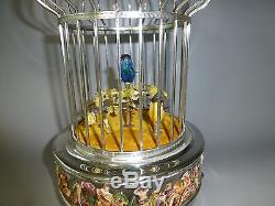Vintage Swiss Reuge Singing Bird Cage Music Box Capodimonte Porcelain Model
