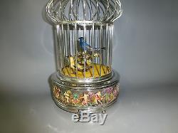 Vintage Swiss Reuge Singing Bird Cage Music Box Capodimonte Porcelain Model
