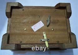 Vintage Swiss Reuge music box oak beveled glass coffin San Francisco box