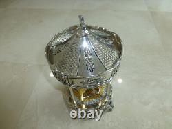 Vintage Swiss Rouge Dancing Ballerina Music Box 24K Gold Gilt Silver Metal Case