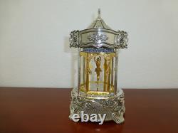 Vintage Swiss Rouge Dancing Ballerina Music Box 24K Gold Gilt Silver Metal Case