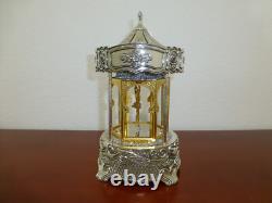Vintage Swiss Rouge Dancing Ballerina Music Box 24K Gold Gilt Silver Metal Case