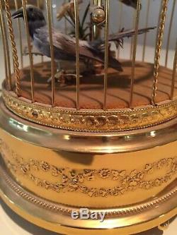 Vintage Swiss Sainte-croix Reuge Bird Cage Automaton Music Box Works