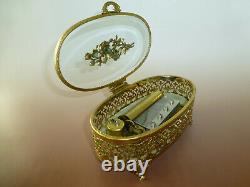 Vintage Swiss Thorens Pre Reuge Music Box Ornate Brass Footed Beloved Glass Case