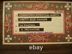 Vintage Thorens (Pre Reuge) Music Box 50 Keys Play 4 Songs Switzerland BC21
