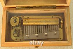 Vintage Thorens Windup Music Box 52 Key 4 Tune Wooden Case Switzerland Pre Reuge