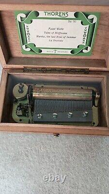 Vintage Thorens Windup Music Box 52 Key 4 Tune Wooden Case Switzerland Pre Reuge
