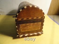 Vintage Trunk Style Music Box With Reuge Works In It Plays Great / Original Key