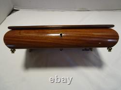 Vintage Wood Jewelry inlay Reuge Music Box & Key Plays Memory 10.75w Italy 1960 Vintage Wood Jewelry inlay Reuge Music Box & Key Plays Memory 10.75w Italy 1960