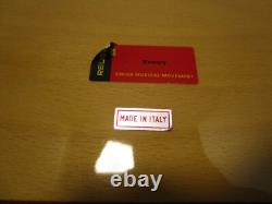 Vintage Wood Jewelry inlay Reuge Music Box & Key Plays Memory 10.75w Italy 1960