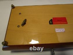 Vintage Wood Jewelry inlay Reuge Music Box & Key Plays Memory 10.75w Italy 1960 Vintage Wood Jewelry inlay Reuge Music Box & Key Plays Memory 10.75w Italy 1960