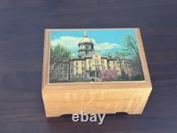 Vintage Wooden Reuge Swiss Musical Movement Music Box Notre Dame Victory March