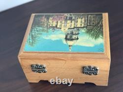 Vintage Wooden Reuge Swiss Musical Movement Music Box Notre Dame Victory March