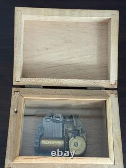Vintage Wooden Reuge Swiss Musical Movement Music Box Notre Dame Victory March
