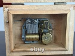 Vintage Wooden Reuge Swiss Musical Movement Music Box Notre Dame Victory March
