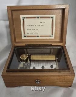 Vintage Wooden Swiss Music Box Cylinder Mechanism Minuet Tunes Beethoven Mozart