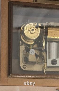 Vintage Wooden Swiss Music Box Cylinder Mechanism Minuet Tunes Beethoven Mozart