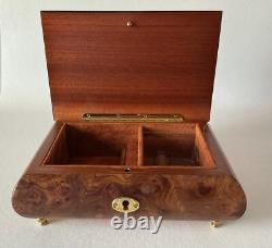 Violin Reuge Romance Burl Marquetry Wood Swiss Music Jewelry Box Sorrento Italy