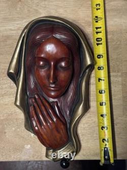 Virgin Mary ACHATIT Carved Wood Wall Piece with a REUGE Music Box inside Works