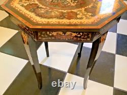 Vtg ITALIAN Sorrento Marquetry Musical Reuge Low Table / Jewelry Box, Love Story