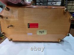 Vtg Italian Burl Wood Musical Jewelry Box Italy Reuge Plays Over the Rainbow