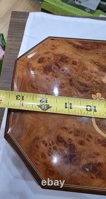 Vtg Italian Burl Wood Musical Jewelry Box Italy Reuge Plays Over the Rainbow