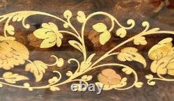 Vtg Italian Floral Wood Inlay Music Jewelry Box Swiss Movement Plays For Elise