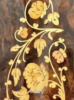 Vtg Italian Floral Wood Inlay Music Jewelry Box Swiss Movement Plays For Elise