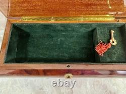 Vtg Italian Floral Wood Inlay Music Jewelry Box Swiss Movement Plays For Elise