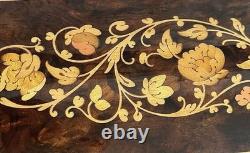 Vtg Italian Floral Wood Inlay Music Jewelry Box Swiss Movement Plays For Elise