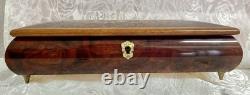 Vtg Italian Floral Wood Inlay Music Jewelry Box Swiss Movement Plays For Elise