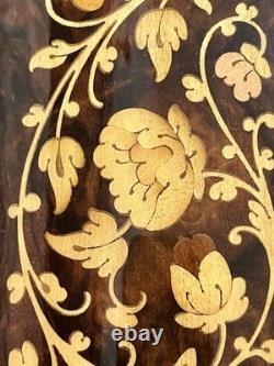 Vtg Italian Floral Wood Inlay Music Jewelry Box Swiss Movement Plays For Elise