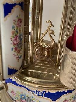 Vtg Italy Brevettato Reuge Music Box Carousel Lipstick Cigarette. Porcelain Swan