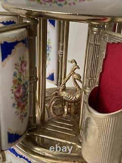Vtg Italy Brevettato Reuge Music Box Carousel Lipstick Cigarette. Porcelain Swan