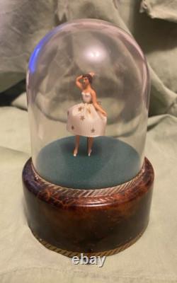Vtg Music Box Dancer Ballet Ballerina Blue Danube Switzerland Reuge Swiss Works