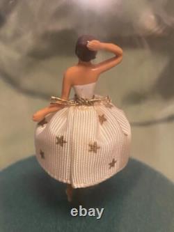 Vtg Music Box Dancer Ballet Ballerina Blue Danube Switzerland Reuge Swiss Works