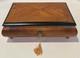 Vtg REUGE Chevron Wood Inlay Swiss Music Jewelry Box/Key ARRIVEDERCI ROMA Italy
