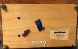 Vtg REUGE Chevron Wood Inlay Swiss Music Jewelry Box/Key ARRIVEDERCI ROMA Italy