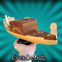 Vtg REUGE Gondola Boat Music Box Wooden Inlay Oar Man Collectible EvezBeadz Gift