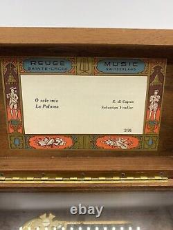 Vtg REUGE SAINTE-CROIX SWISS Cylinder Music Box-O Sole Mio & La Paloma 2/36