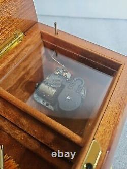 Vtg REUGE SANKYO Movement Music Box Inlaid Walnut Edelweiss By Rodgers WORKS