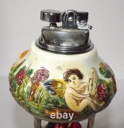Vtg Reuge Dancing Couple Ballerina Automation Music Box With Lighter Tabletop