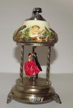 Vtg Reuge Dancing Couple Ballerina Automation Music Box With Lighter Tabletop