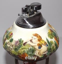 Vtg Reuge Dancing Couple Ballerina Automation Music Box With Lighter Tabletop